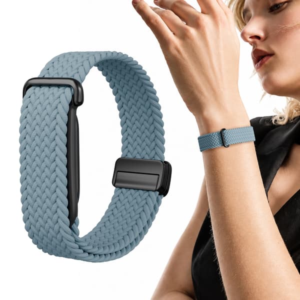 Urrem til Google Fitbit Air, vævet nylon magnetisk spænde rem Rainbow 3