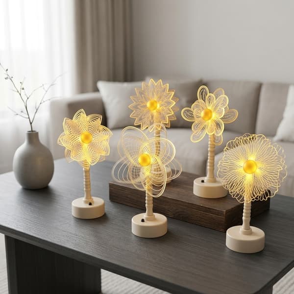 Blomsterformet bordlampe og natlampe, akryl Style E