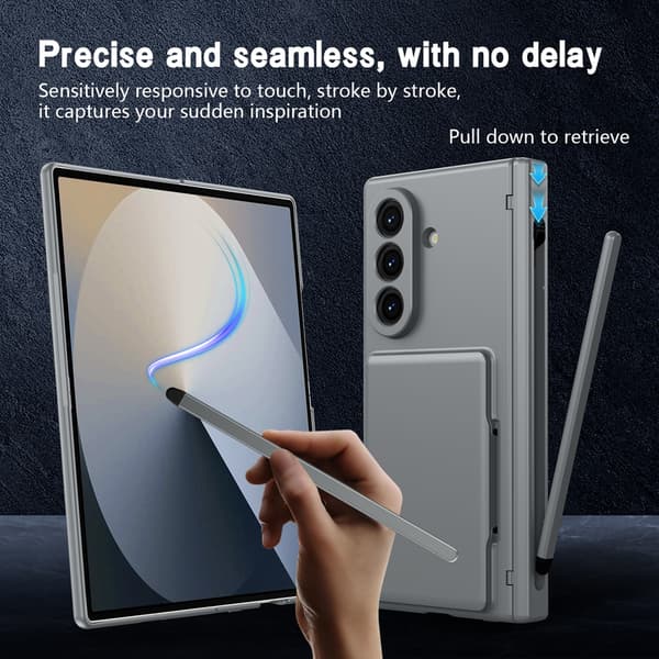 Telefonfodral för Samsung Galaxy Z Fold 7 Stöd Hinge Skydd Plånbok Stötsäker Robust Gray