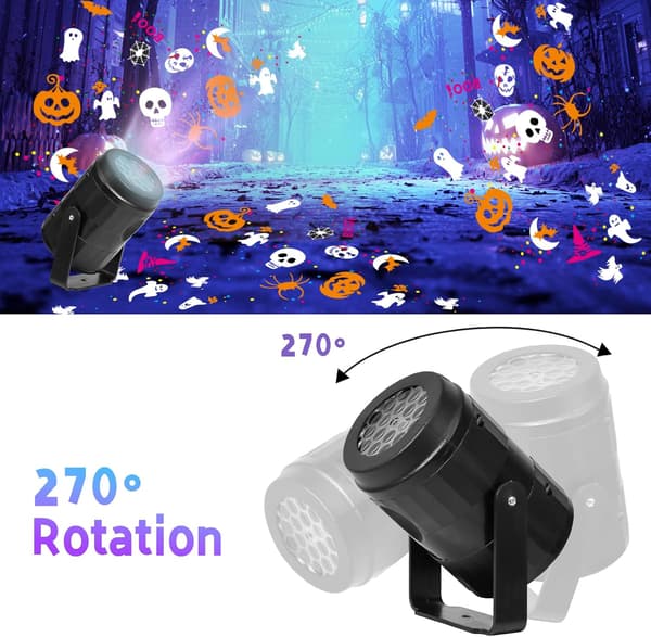 Halloween-tema projektorlampa, USB-driven Black