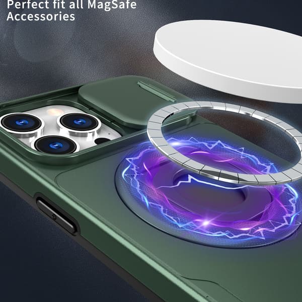 Telefondeksel til iPhone 16 Pro Max Støtteben Støtsikkert Magnetisk Robust Green