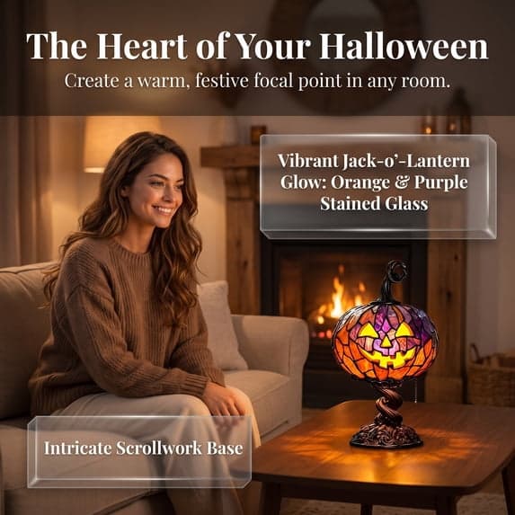 Fargerik gresskarbordlampe, USB oppladbar, Halloween-dekorasjon Pumpkin