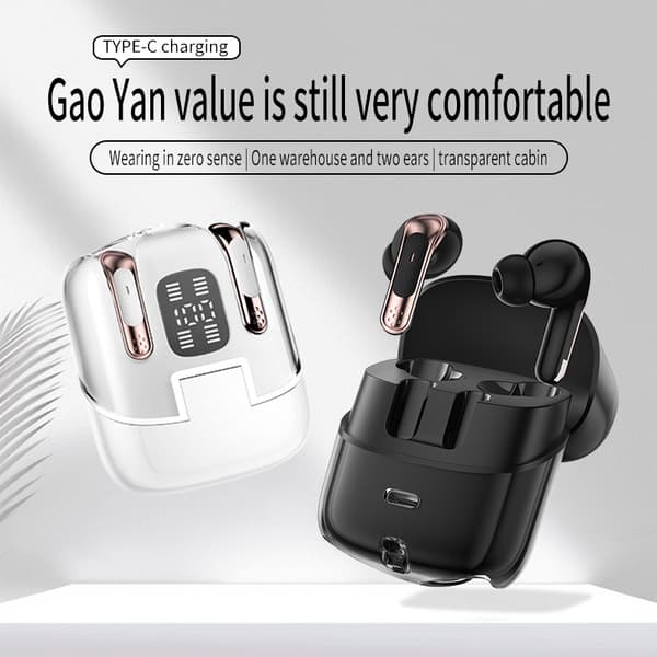 Trådløst Bluetooth-headset, 4 øretelefoner, til par, sport og gaming (sort)