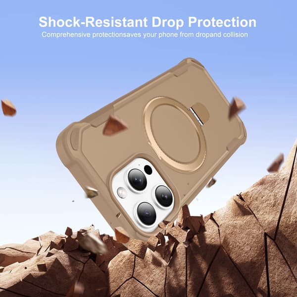 Telefondeksel til iPhone 17 Pro Max Magnetisk Støtteben Ringholder Støtsikkert Robust Gold