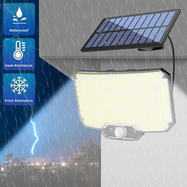 Solcellelys, vanntett bevegelsessensor vegglampe 234LED delt enkelthode hagelys