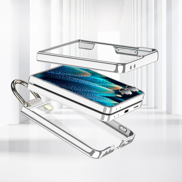 Telefondeksel til Samsung Galaxy Z Flip 7 Ringholder Støtsikkert Robust Klart Silver