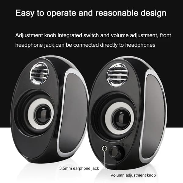 Praktisk mini USB computer lille højttaler subwoofer computerhøjttaler (sort)