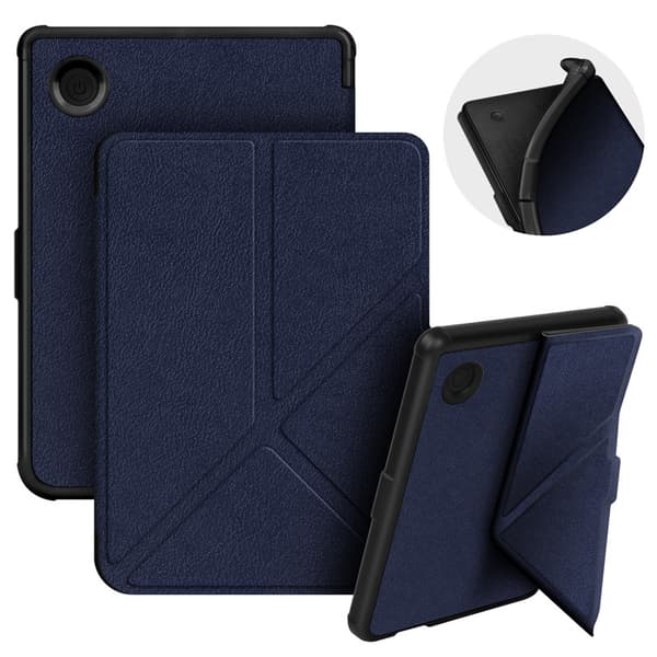 Fodral för Kobo Clara Color 6 tums E-läsare, Multi-Fold Stativ Läder Skyddsfodral Deep Blue