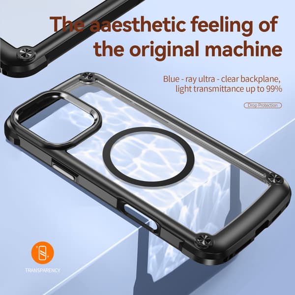 Telefondeksel til iPhone 16 Pro Max Klart Støtsikkert Magnetisk Robust Black