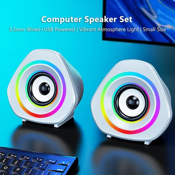 Mini kablet computerhøjttaler med RGB omgivende lys computerlyd subwoofer (lilla)
