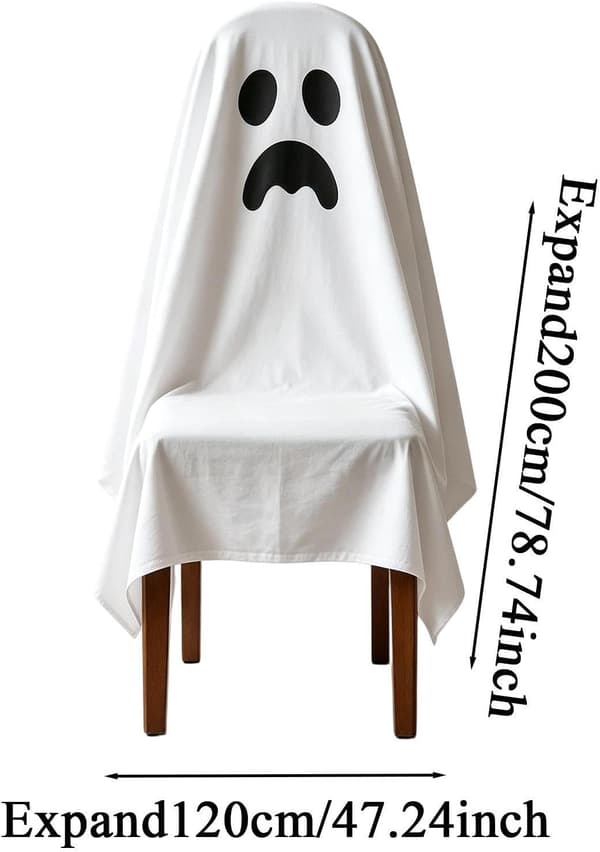 Halloween Spökstolsöverdrag, Orange, 120*200 CM, 4-pack Smiley Face
