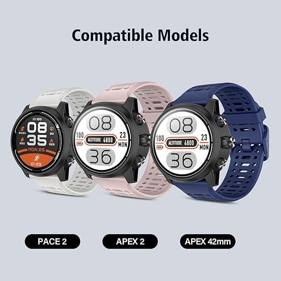 Rem för Coros Pace 2, Forerunner 245/645/55 Silikon Quick Release Klockarmband 20mm White