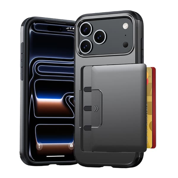 Fodral för iPhone 15 Pro Max skyddsfodral med skjutbar kortplats Grey