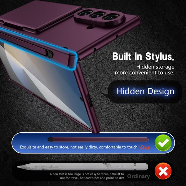 Telefonfodral för Samsung Galaxy Z Fold 7 Stöd Hinge Skydd Plånbok Stötsäker Robust Purple