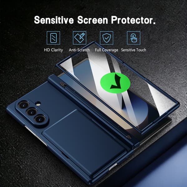 Telefonfodral för Samsung Galaxy Z Fold 7 Stöd Hinge Skydd Plånbok Stötsäker Robust Blue