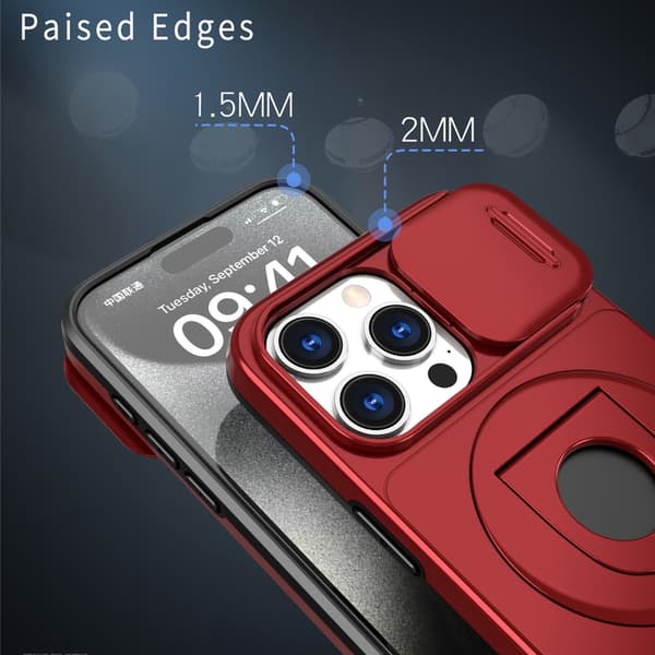 Telefondeksel til iPhone 16 Pro Max Støtteben Støtsikkert Magnetisk Robust Red
