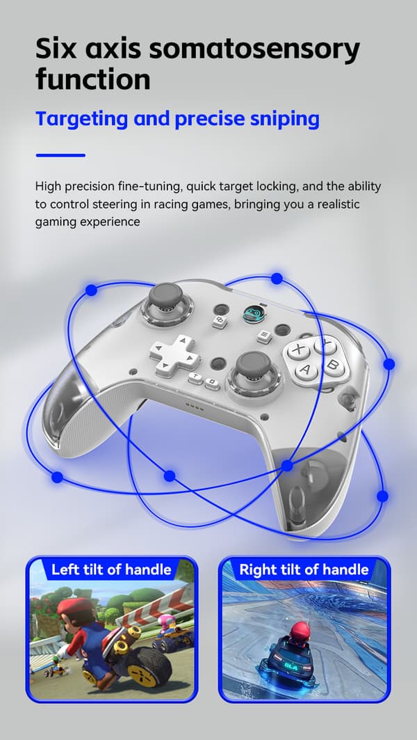 Trådløs spillkontroller egnet for Switch PC Android iOS med ladestasjon White