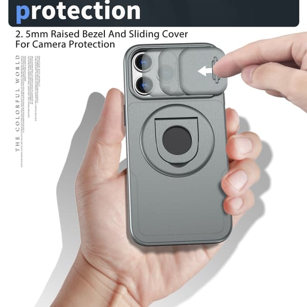 Telefondeksel til iPhone 16 Pro Max Støtteben Støtsikkert Magnetisk Robust Gray