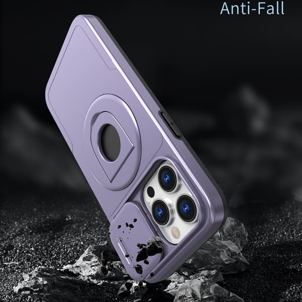Telefondeksel til iPhone 16 Pro Max Støtteben Støtsikkert Magnetisk Robust Purple