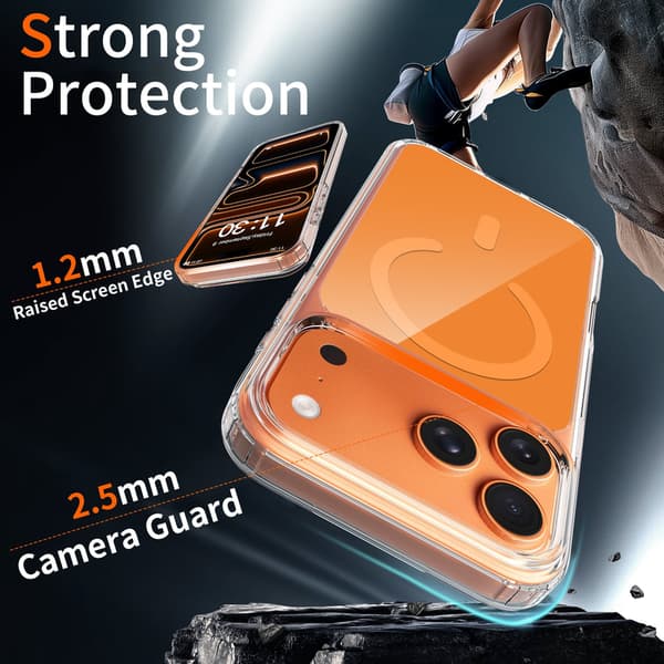 Telefonfodral för iPhone 17 Pro Max Hybrid Stötsäkert Robust Magnetiskt Orange