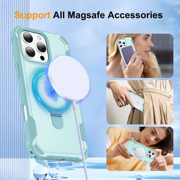 Telefoncover til iPhone 17 Pro Max Magnetisk Støtteben Ringholder Stødsikker Robust Blue