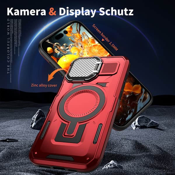 Telefoncover til iPhone 17 Pro Max Støtteben Linsecover Robust Magnetisk Red