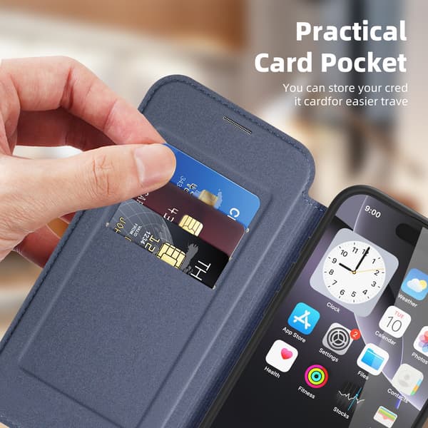 Telefoncover til iPhone 17 Pro Max Pung Flip Magnetisk RFID Gray