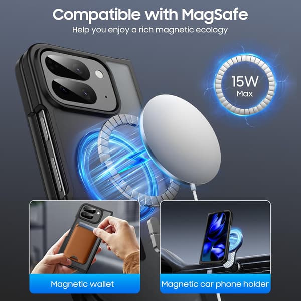 Etui til Google Pixel 10 Pro Fold, magnetisk beskyttende telefonetui Transparent