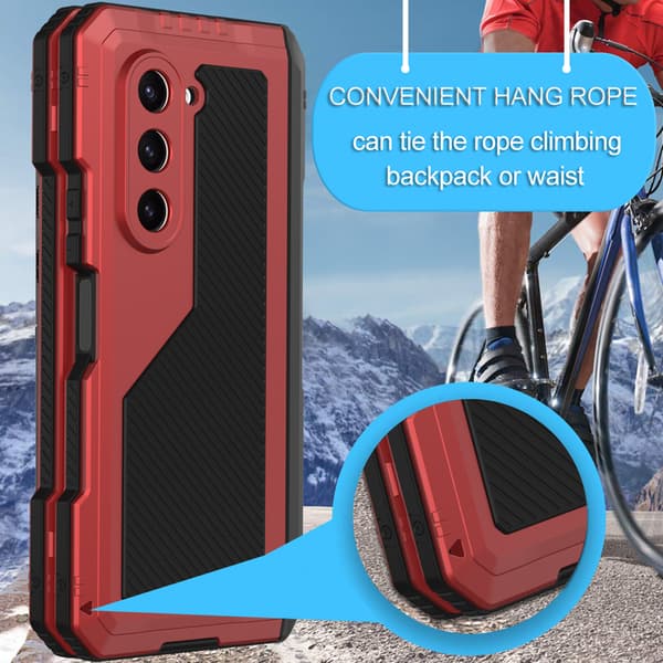 Telefondeksel til Samsung Galaxy Z Fold 5 Støtteben Støtsikkert Robust Full Dekning Red