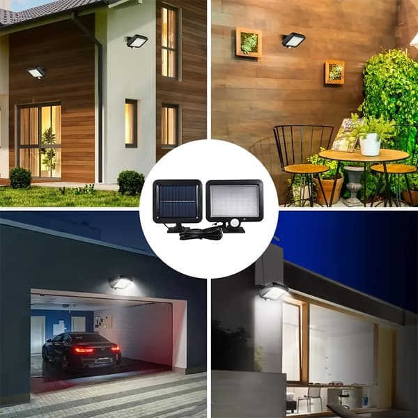 Solcellelys, Vanntett Bevegelsessensor Vegglampe 56 LED