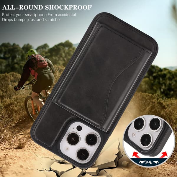 Telefonfodral för iPhone 17 Pro Max Plånbokskortficka Kreditkortsfack Stöd Black