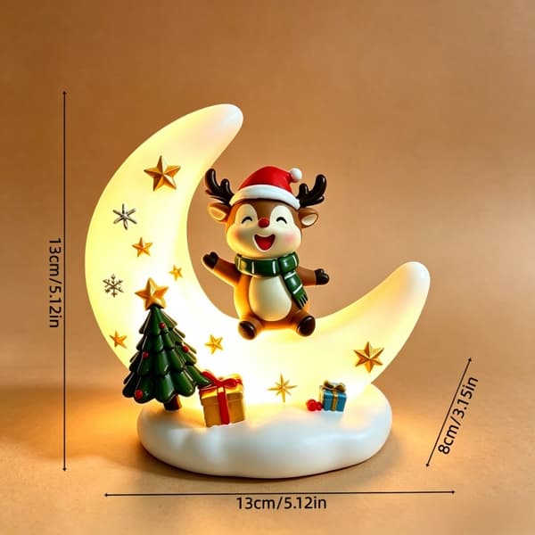Månenattlys, juledekorasjon, USB oppladbar Deer
