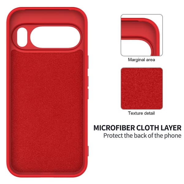 Fodral för Google Pixel 10/10 Pro Stötsäkert, Smalt Flytande Silikonmaterial Red