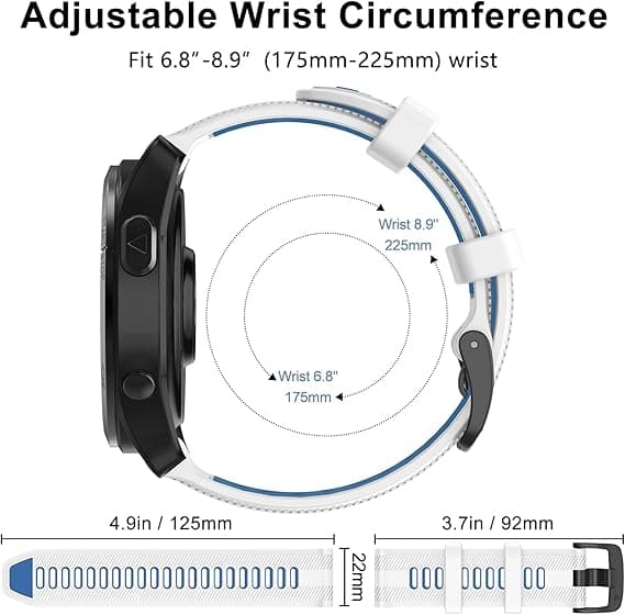 Urrem til Garmin Forerunner 965, Forerunner 955, Forerunner 945, Forerunner 935, Fenix 5 Silikone Erstatningsrem 22mm white