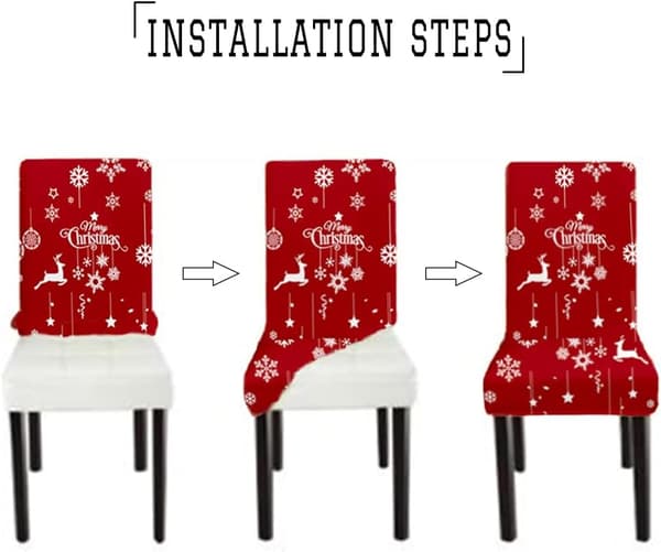 Universella stretchstolsöverdrag, jultryck, 40*40 CM, 4-pack Red