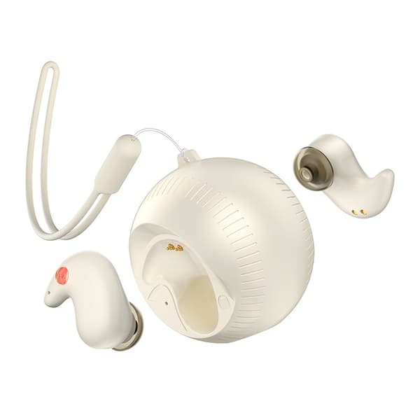 Bluetooth-hodetelefoner, søvnmodell, ergonomisk design for sidesoving, lydisolasjon (beige)