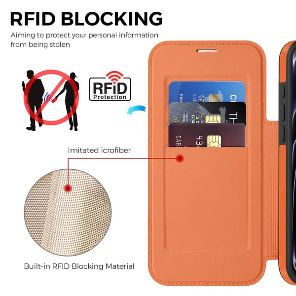 Fodral för iPhone 17 Pro Max med kortplats och RFID-blockeringsfunktion Brown iPhone17 Pro Max