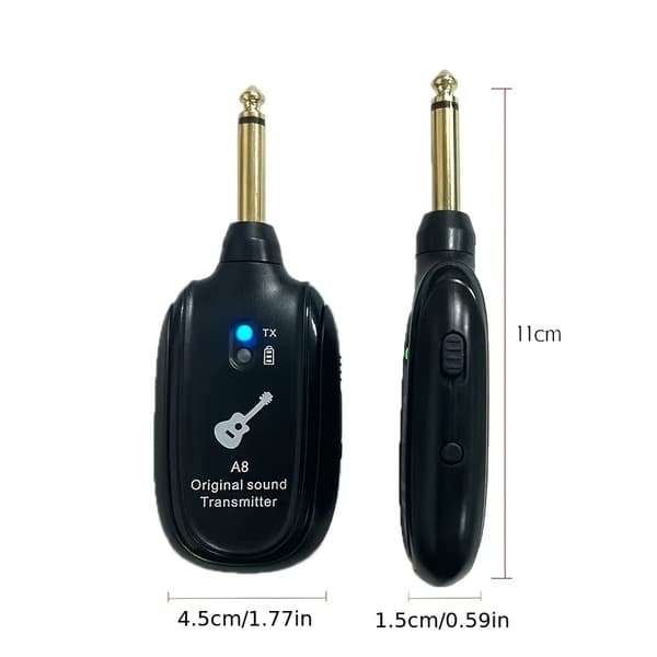 Trådlöst gitarr-pickup-system med 6,35 mm jack, trådlös ljudsändare för gitarr, bas, fiol