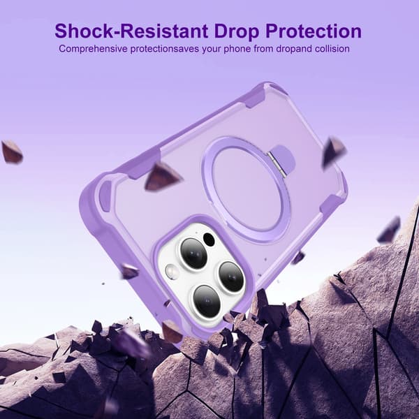Telefondeksel til iPhone 17 Pro Max Magnetisk Støtteben Ringholder Støtsikkert Robust Purple