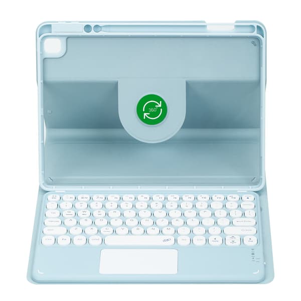 Bluetooth-tangentbordsfodral för iPad 7:e/8:e/9:e (10,2) tum med tangentbord med runda tangenter (engelska) black