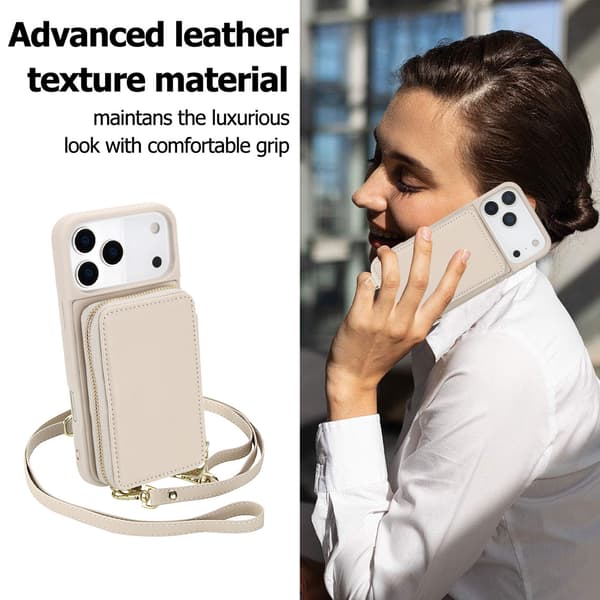 Fodral til iPhone 16 Pro Max, Lynlås Pung Læder (Sort)