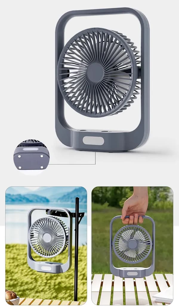 Bærbar ventilator med 3 hastigheder (grå)