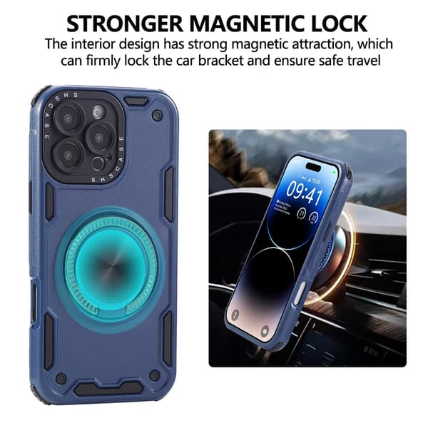 Telefonfodral för iPhone 17 Pro Max Robust Magnetiskt Stativfodral Skärmskydd Red