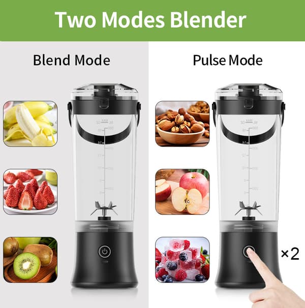 Bærbar blender, USB-lading, 500 ml kapasitet. Light Blue