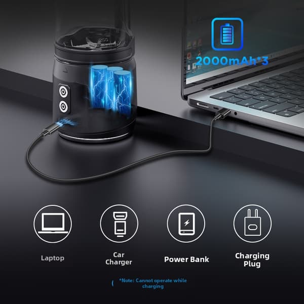 Bærbar multifunksjonell blender, 700 ml kapasitet, USB-C-lading. White-Gray