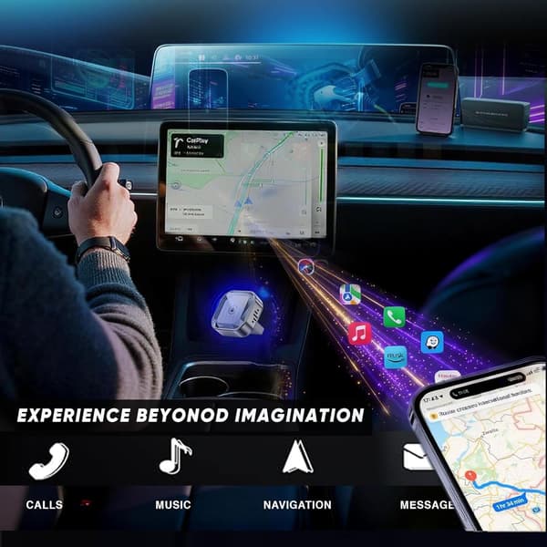 Trådløs CarPlay-adapter for Android og iPhone, Plug & Play oppgradert Android for bil