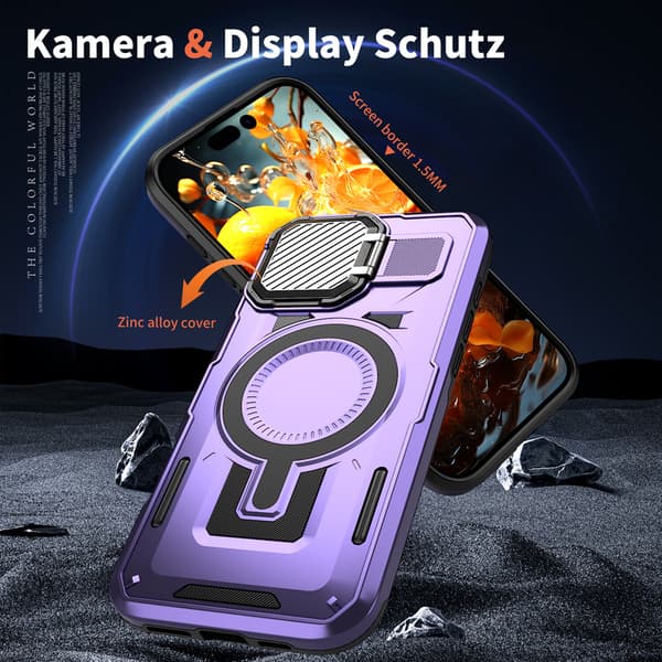 Telefonfodral för iPhone 17 Pro Max Stödobjektivskydd Robust Magnetisk Purple