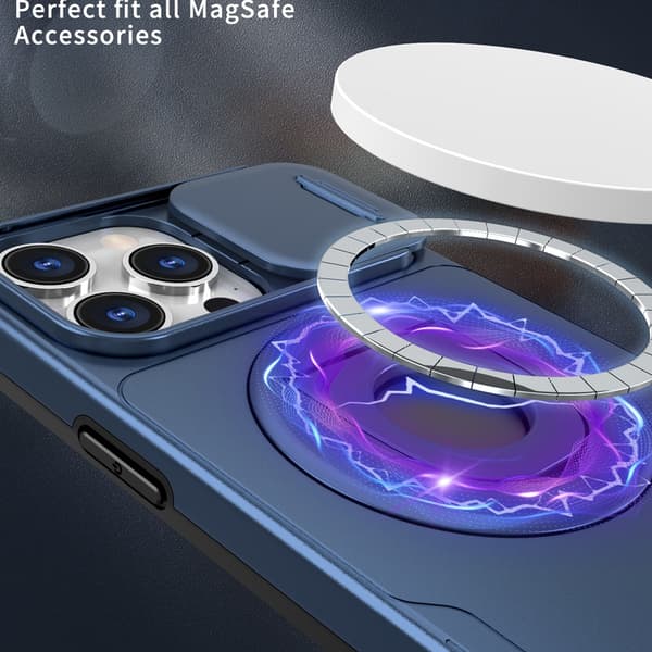 Telefondeksel til iPhone 16 Pro Max Støtteben Støtsikkert Magnetisk Robust Blue
