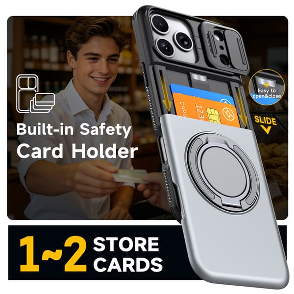 Etui til iPhone 15 Pro Max magnetisk etui med skydende kameradæksel og kortplads Grey