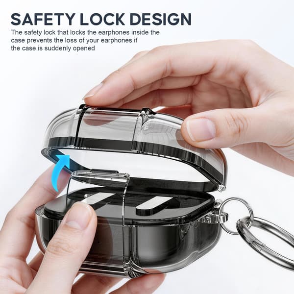 Etui til Samsung Caixa Galaxy Buds4 Pro, fuld beskyttelse, (gennemsigtig sort)
